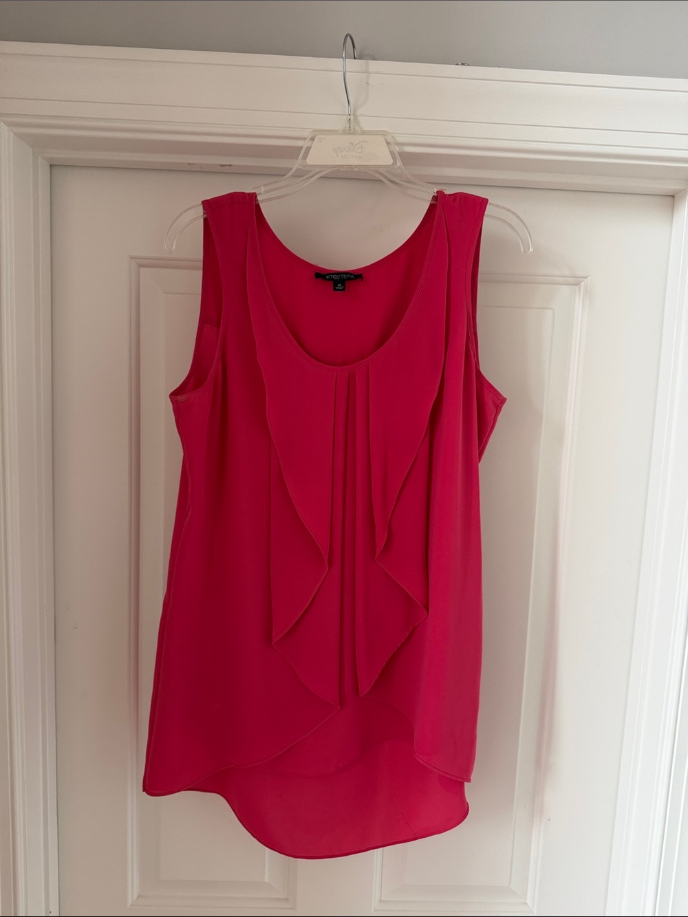 Etcetera Hot Pink Sleeveless Ruffle Front Camisole